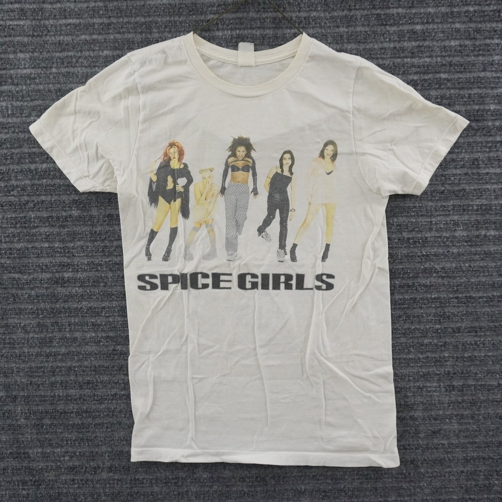 Vintage Spice Girls Graphic T-Shirt Women Small White Pop Band Tee